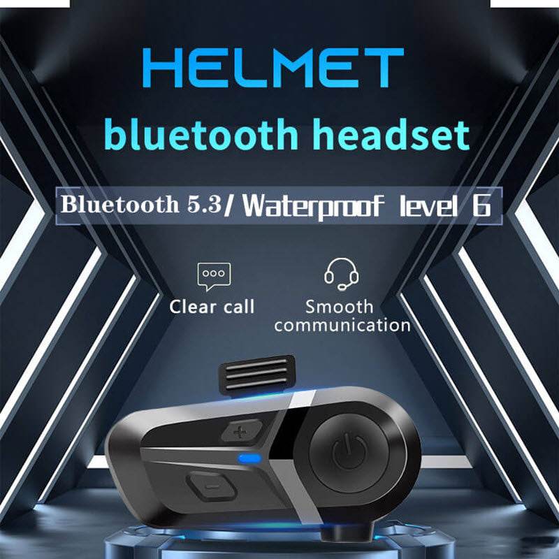 سماعة رأس للخوذة الخاصة بالدراجات النارية، بتقنية Bluetooth 5.3 ومقاومة للماء وتدعم الاتصال دون استخدام اليدين