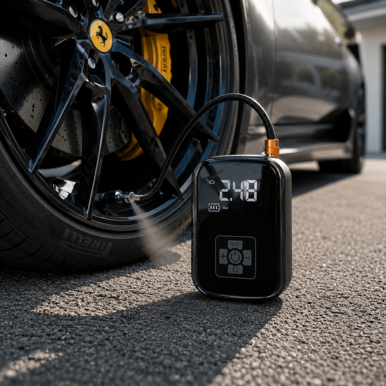 Dækoppusterværktøj - Digital LED-skærm - USB-genopladelig - Automatisk stop - Til biler, cykler og oppustelige genstande | meowbutter