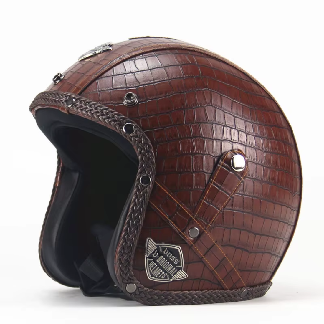 Casco Abierto de Cuero Vintage Premium - Aprobado por DOT y ECE - Meowbutter