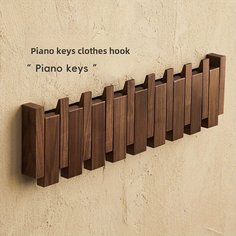 Six Unit Wooden Wall Hooks — Piano Key Fold Out Rack