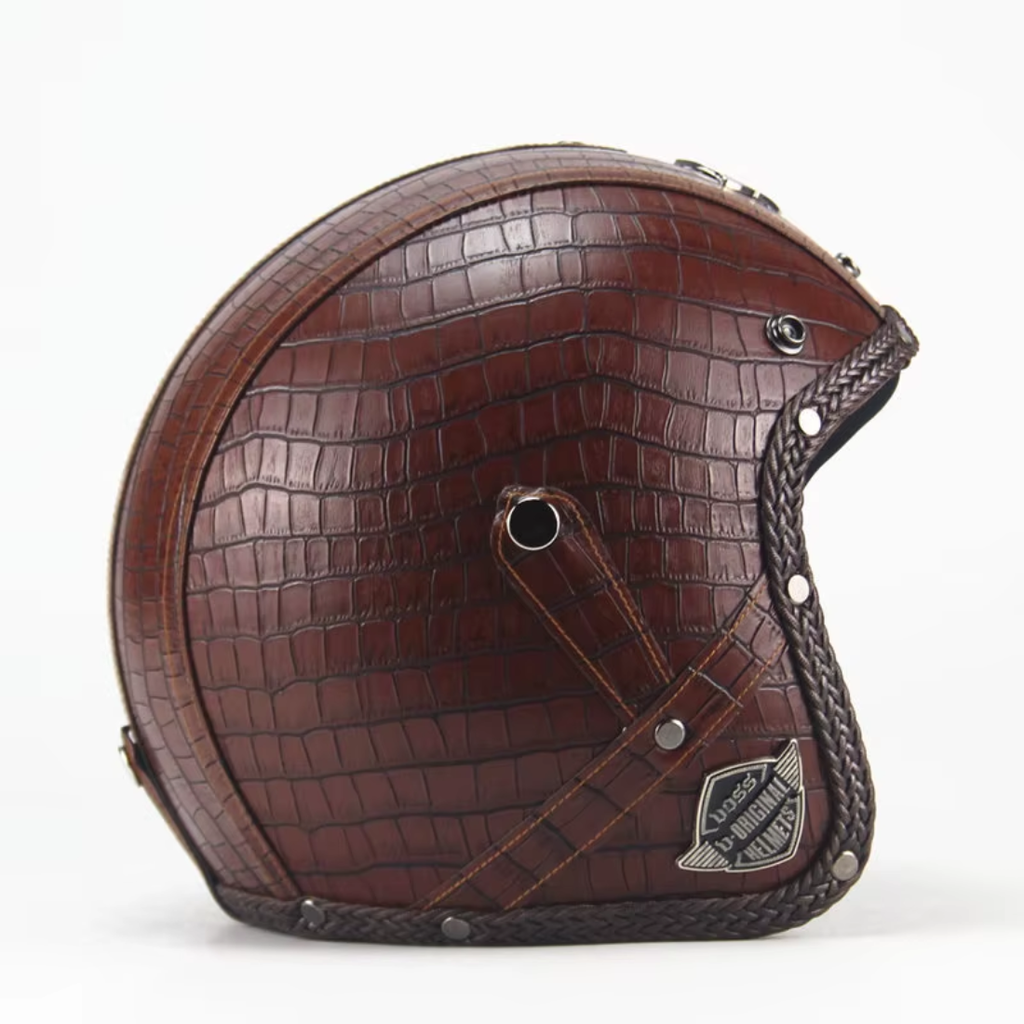 Casco Abierto de Cuero Vintage Premium - Aprobado por DOT y ECE - Meowbutter