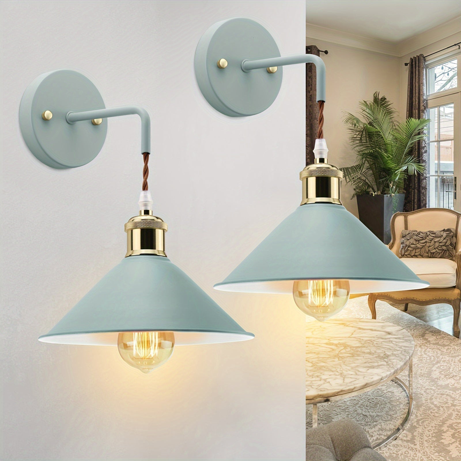 Industriell vegglampe i oljepolert metall — halvplan innfatning, solid ramme, fast tilkobling