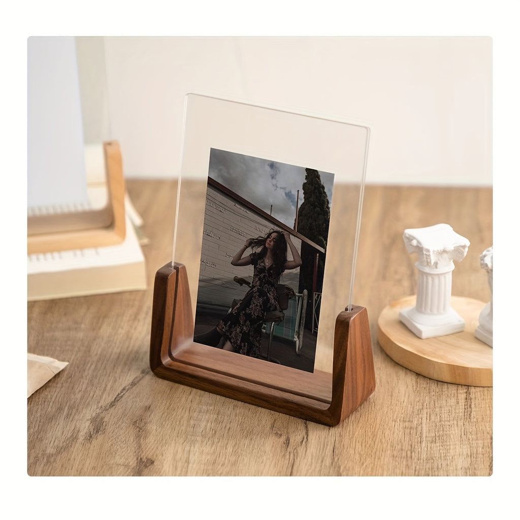 U-Shaped Acrylic & Wood Photo Frame | Modern Minimalist Display | Meowbutter