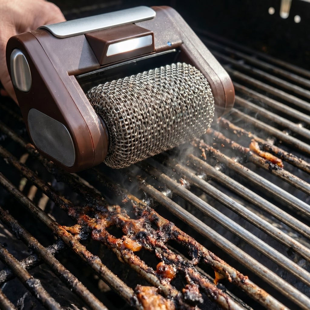 IronGrill Brush Motorized Scrubbing With LED Light And Steel Scraper