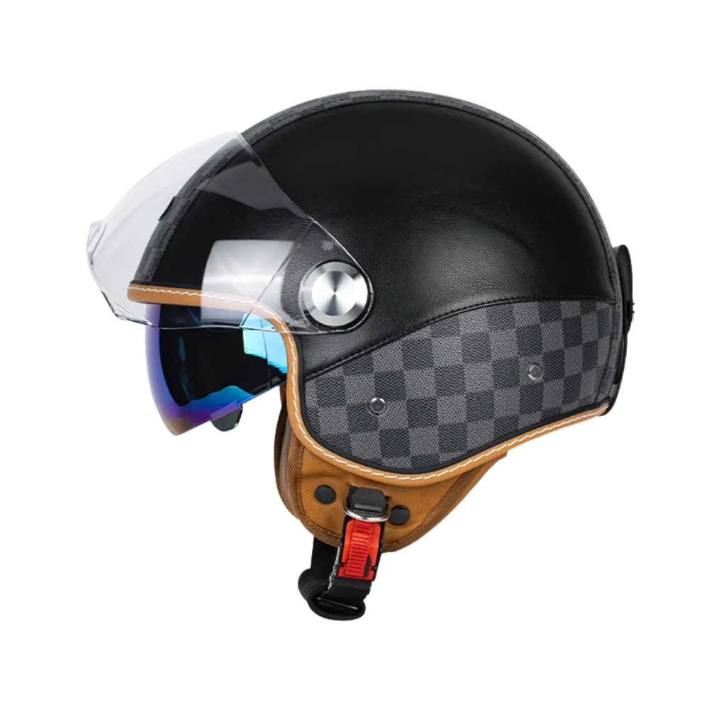 Casco Retro Jet 3/4 – Cara Abierta con Doble Visera Aprobado DOT/ECE - Meowbutter