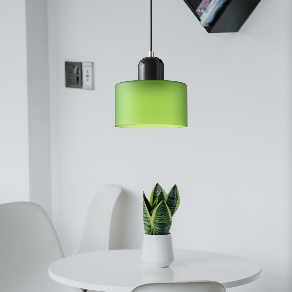 Bauhaus Glass Pendant Light — Vibrant Modernist Colored Shade