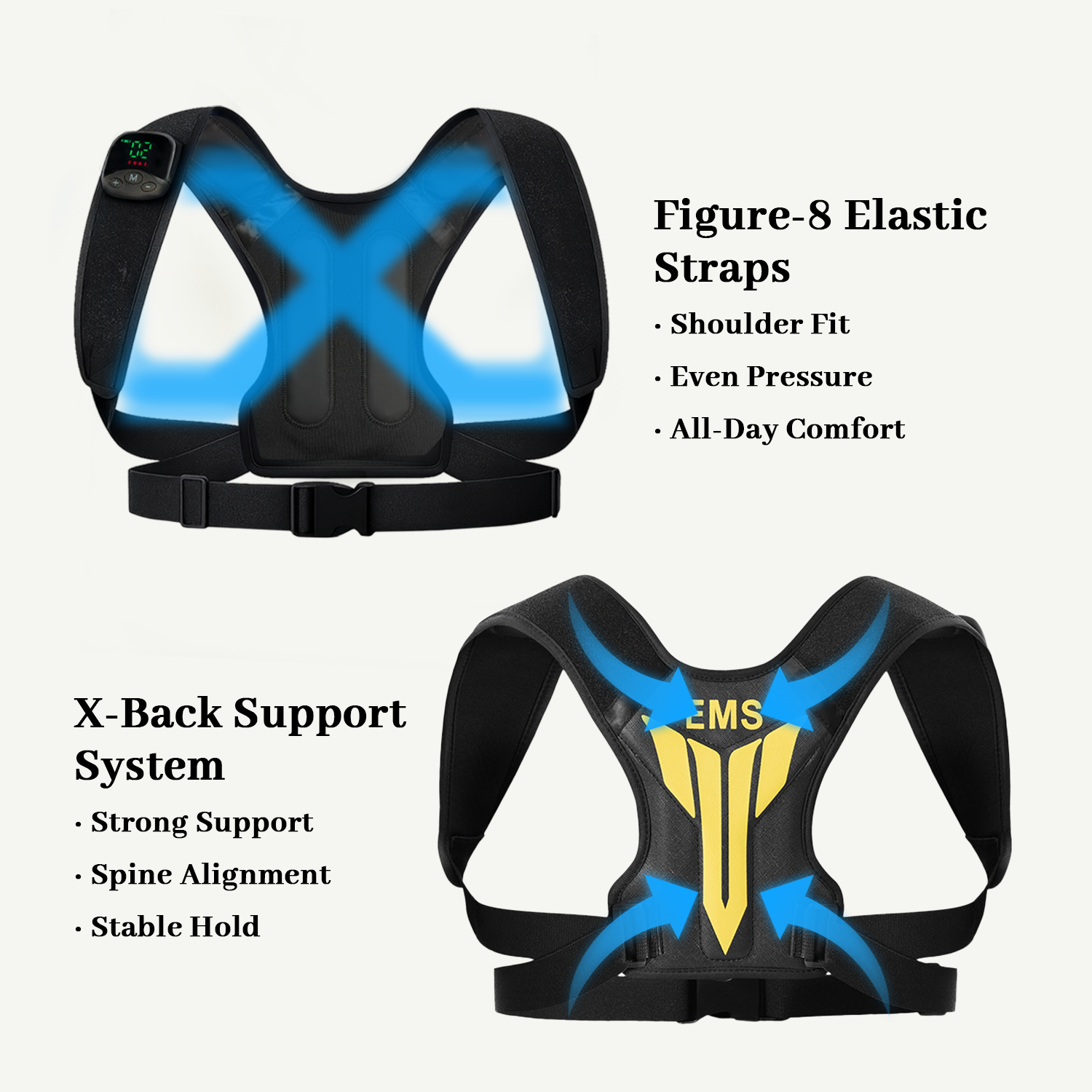 Wearable EMS Back Belt for Muscle Tension, Posture Support, and a Stronger-Looking Back
