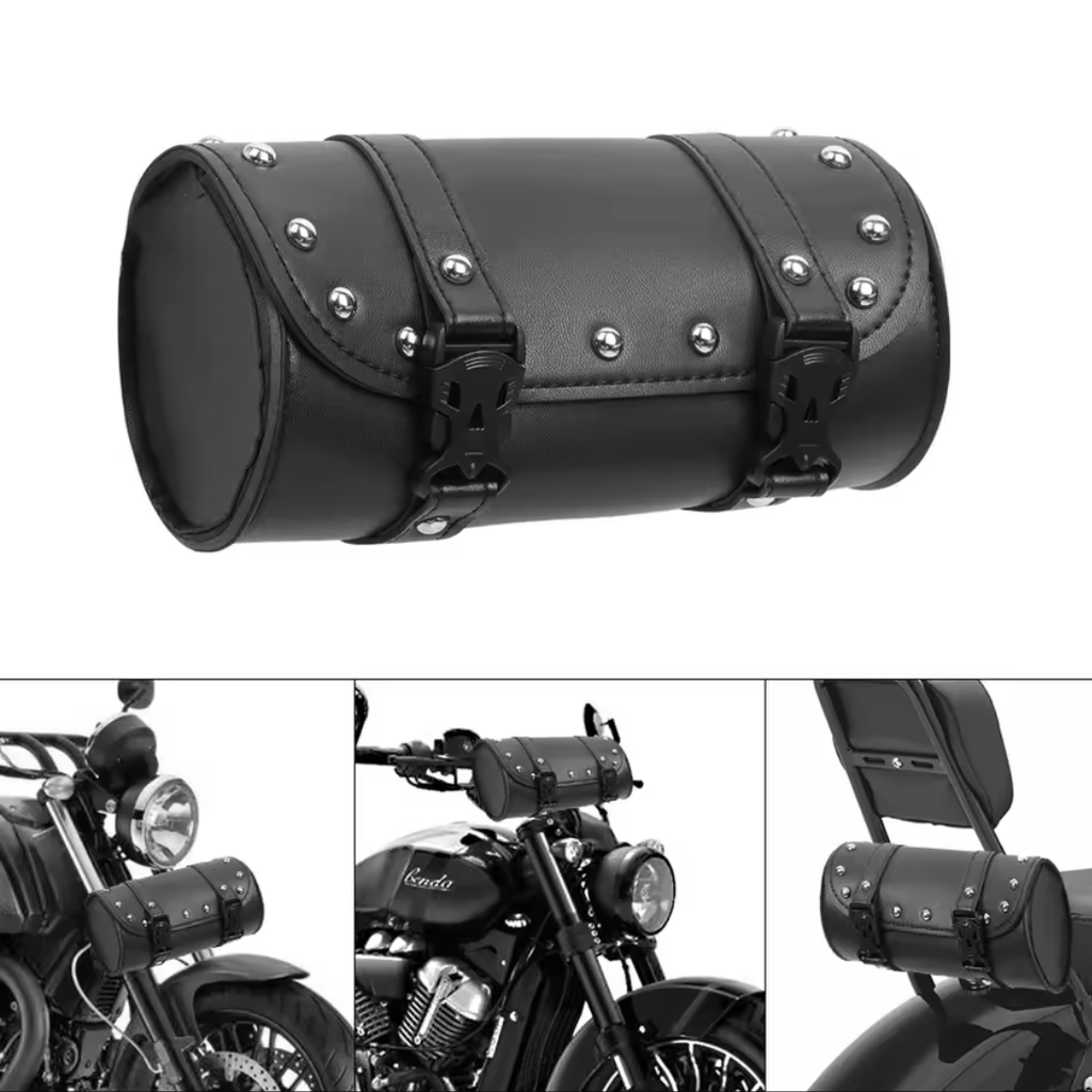 Taška na nářadí na přední vidlici motocyklu – PU kůže, univerzální velikost | meowbutter