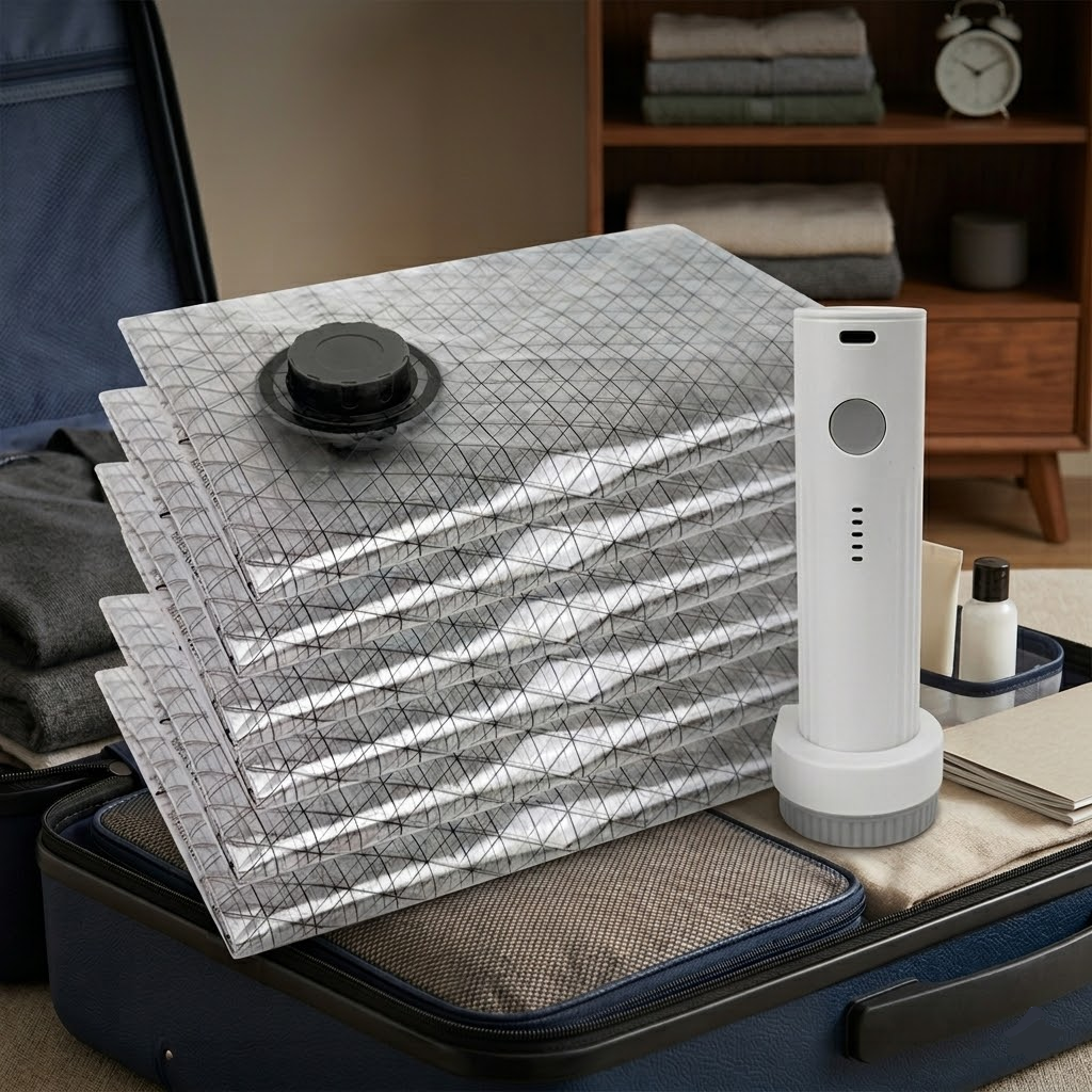Vacuum Storage Bags Cordless Pump Travel Packing Set | Meowbutter
