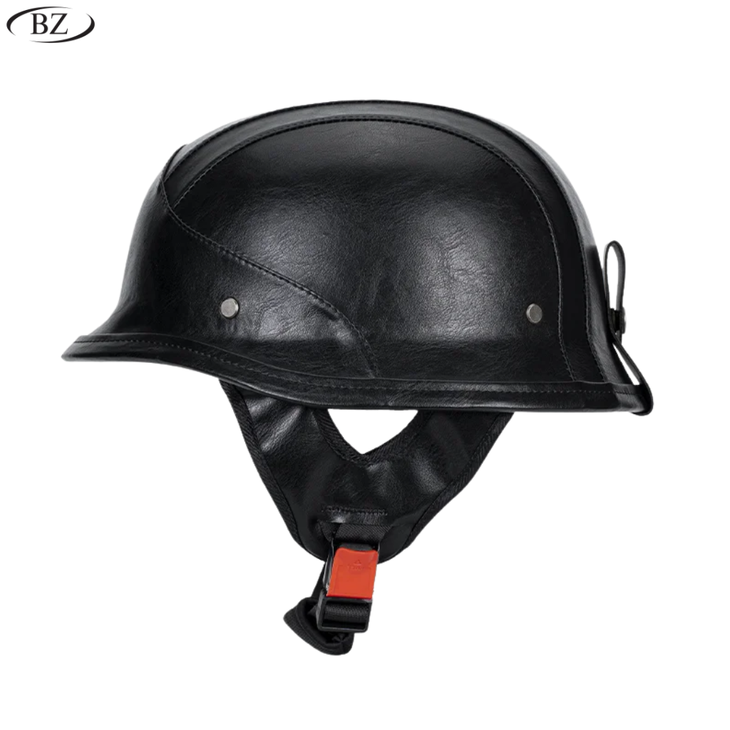 Casco da moto in pelle stile tedesco M35 a mezzo volto - Certificato DOT | meowbutter