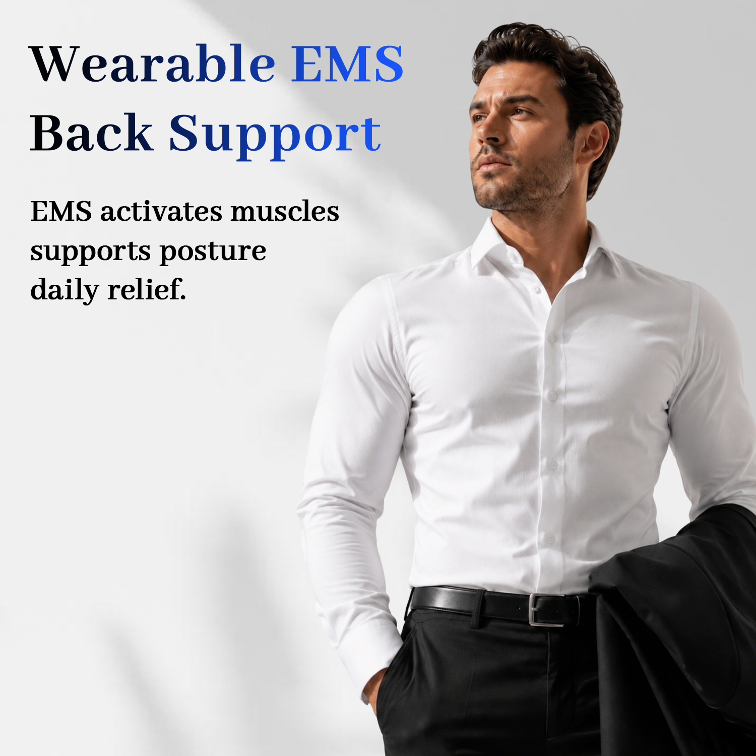 Wearable EMS Back Belt for Muscle Tension, Posture Support, and a Stronger-Looking Back