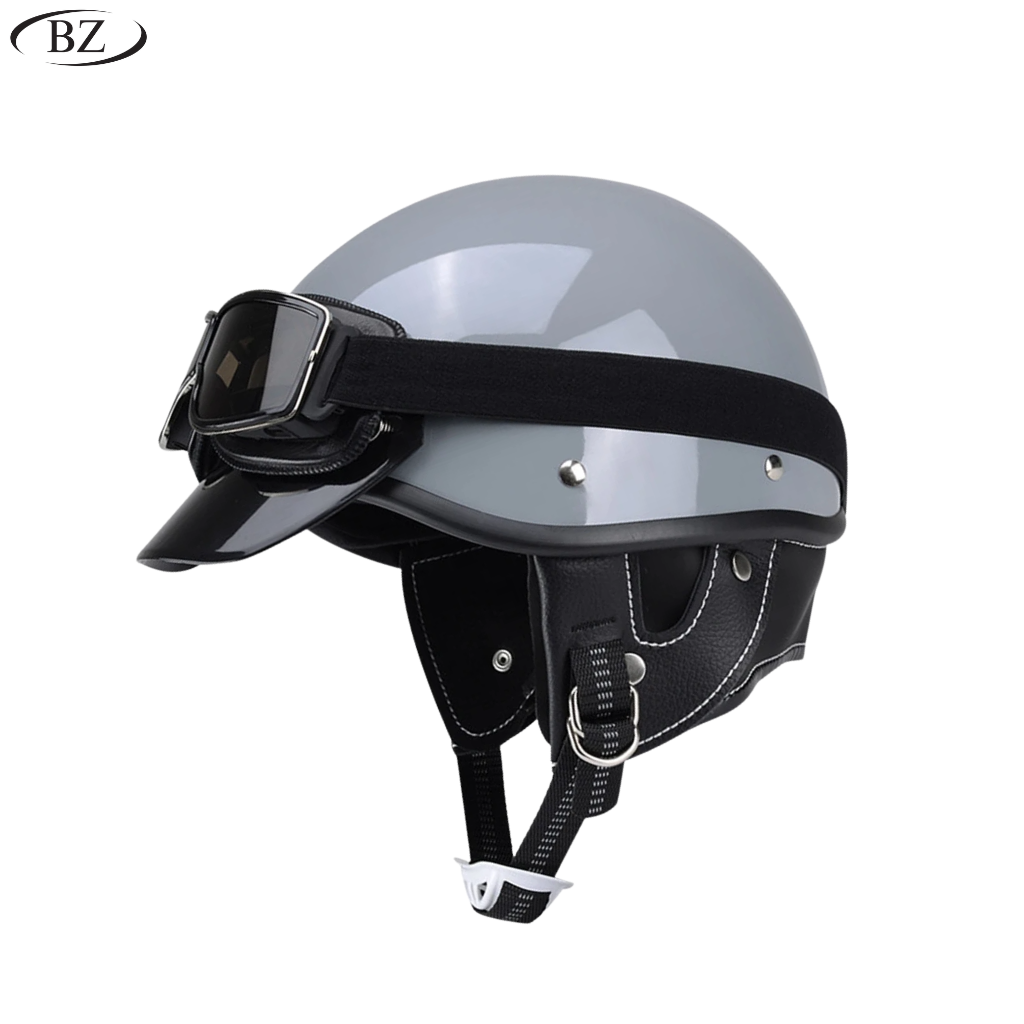 Premium Vintage Half Helmet – DOT & ECE Approved Motorcycle Helmet with Visor - Meowbutter