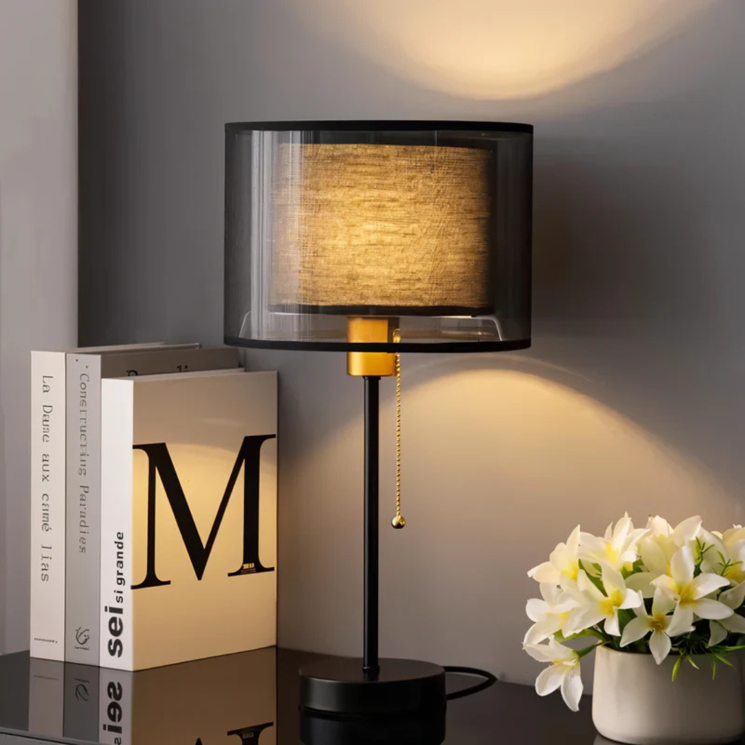 Lumis Table Lamp with Double Fabric Shade | Modern Vintage Design | Meowbutter