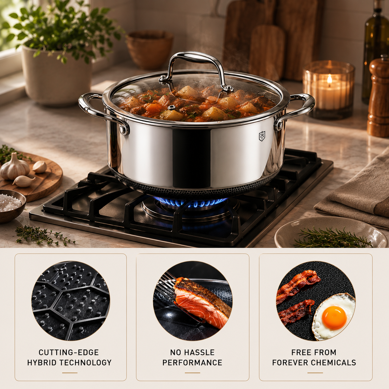 Premium Pure Titanium Pot with Glass Lid