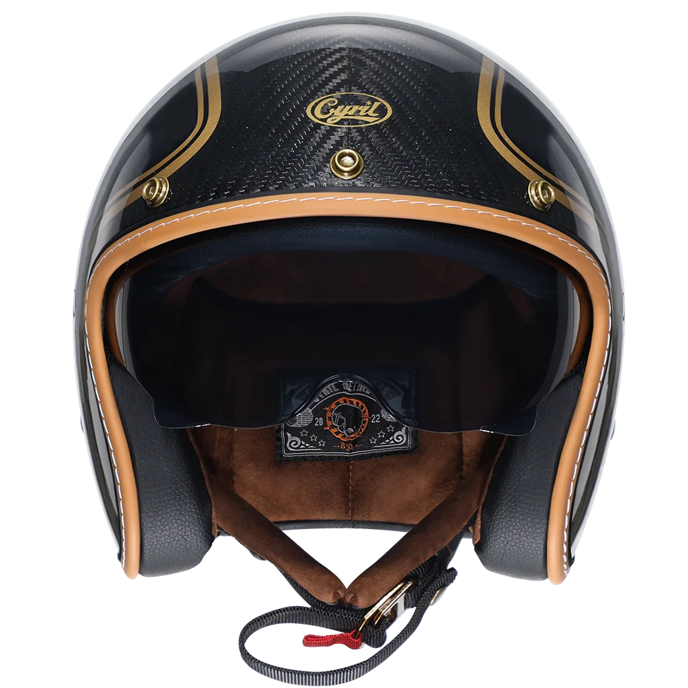 Capacete Retro Aberto em Fibra de Carbono – Certificado DOT - Meowbutter