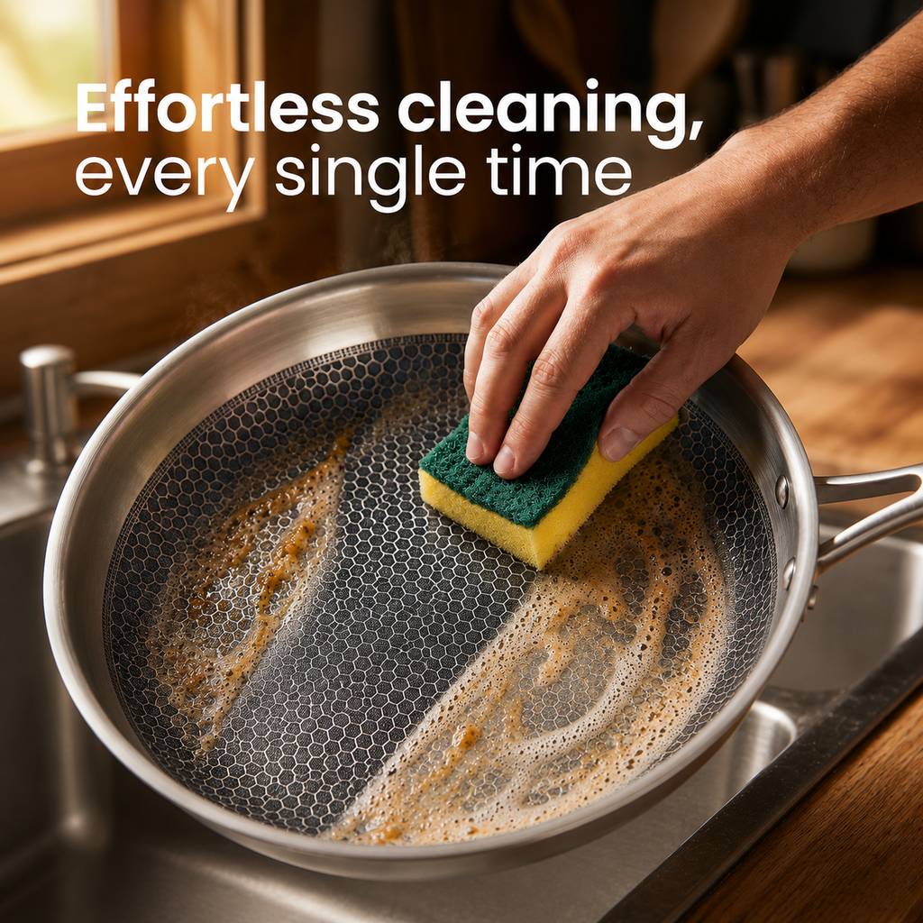 Premium Pure Titanium Fry Pan Pro for Effortless, Uncoated Cooking