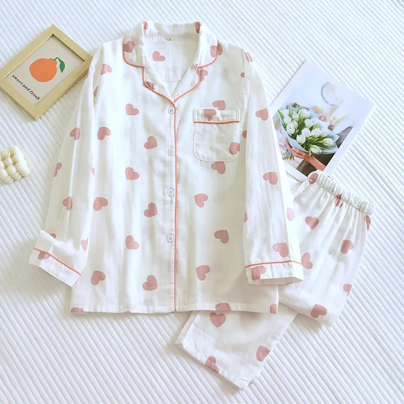 Set pigiama Heartly in cotone 100% per il sonno a casa