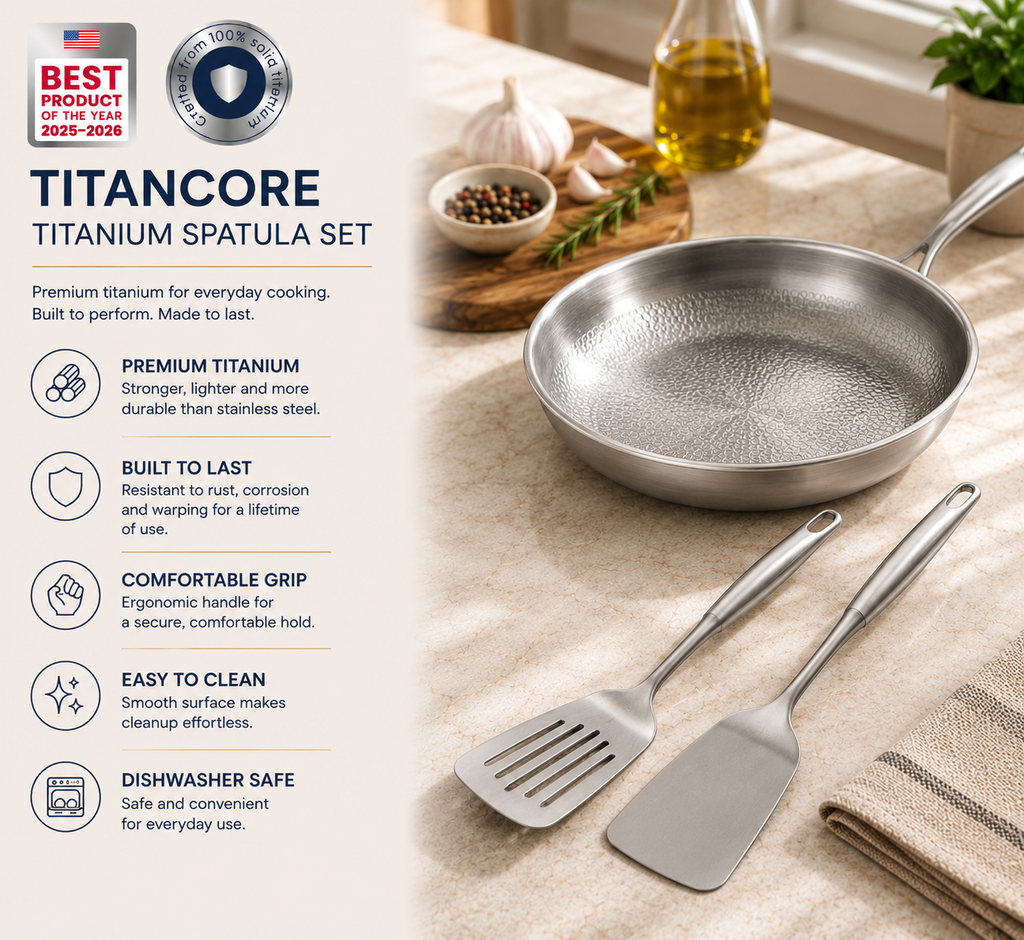 Premium Pure Titanium Spatula Set for High-Heat Cooking and Versatile Performance