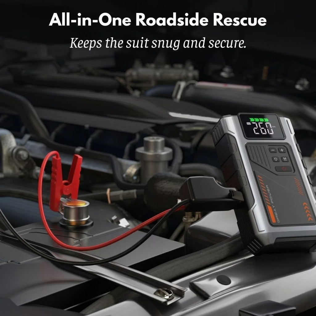 3000A Portable Jump Starter with Air Compressor – 12V Battery Booster & 150 PSI Tire Inflator | meowbutter