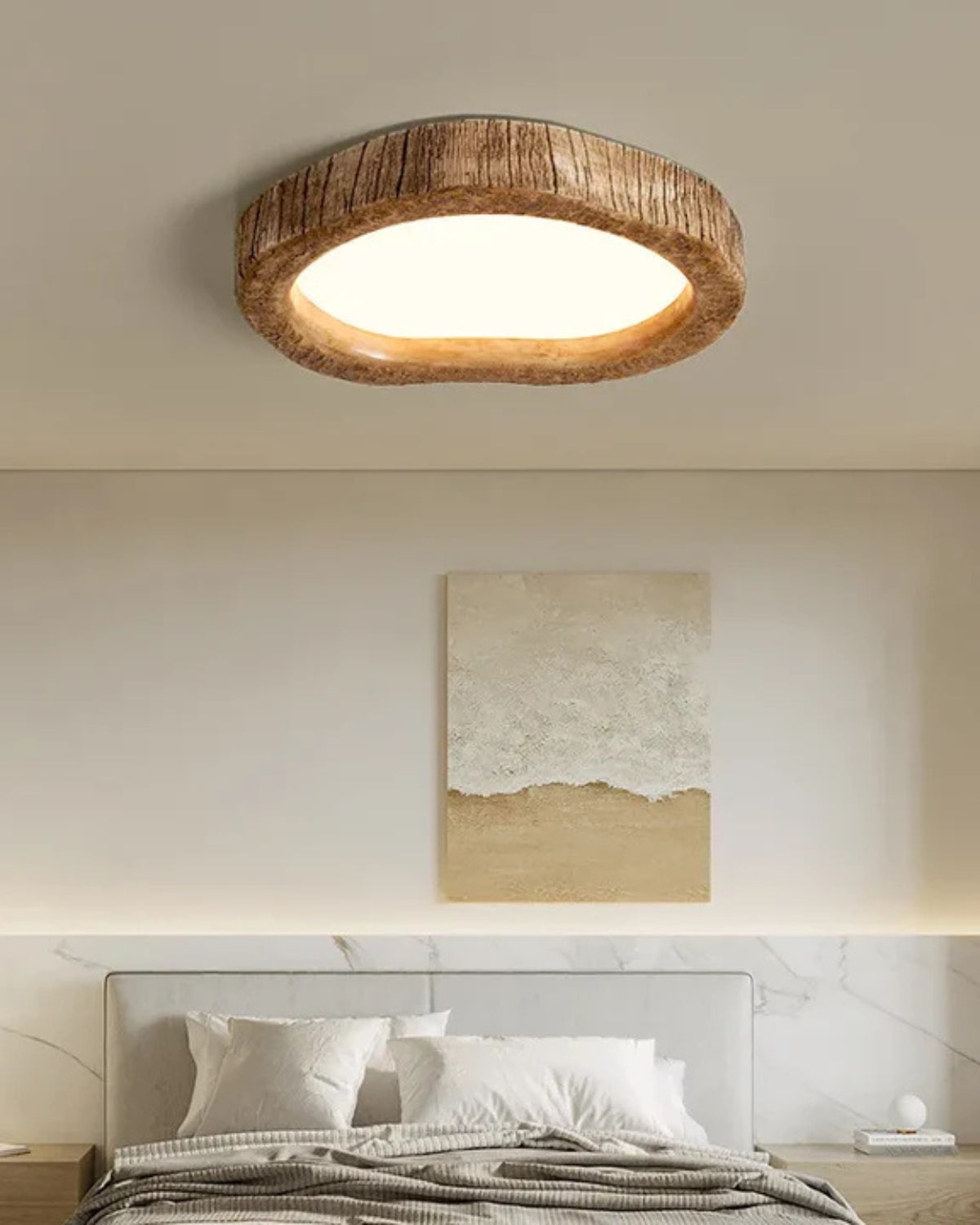 Le Halo Bois Ceiling Light | Rustic Wood-Inspired LED Lamp | Meowbutter