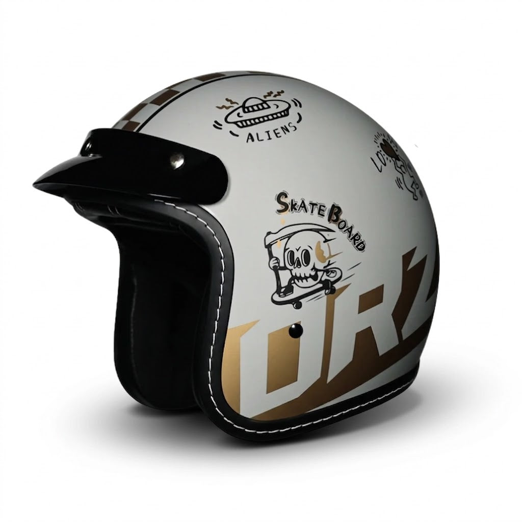 Vintage Open Face Motorcycle Helmet – All-Season Comfort & Protection - Meowbutter
