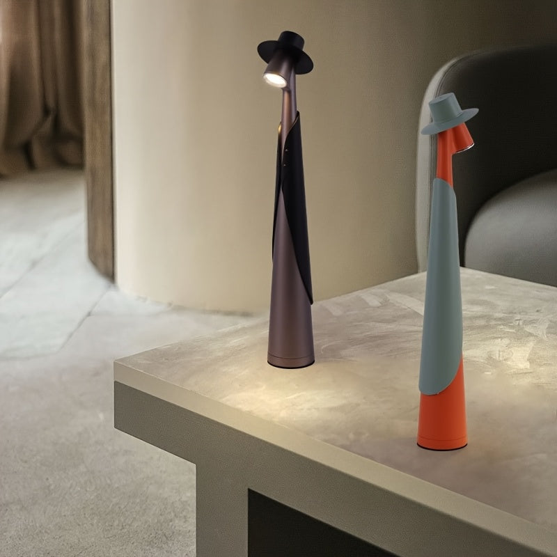 Kreativ genopladelig LED-bordlampe med touch — minimalistisk bordlampe formet som en hat