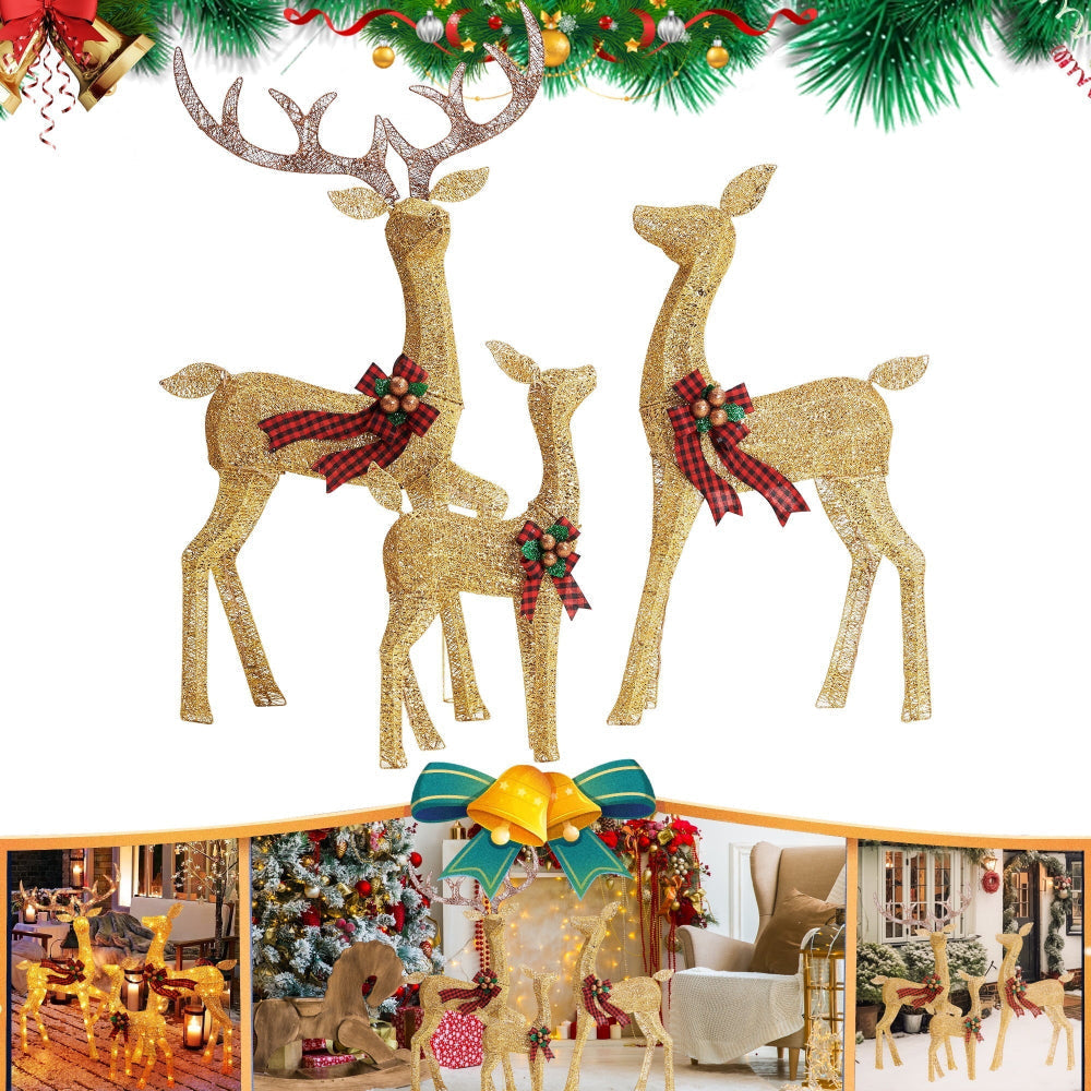 LED Reindeer Garden Figure Set — 3-Pack Outdoor Christmas Lights
