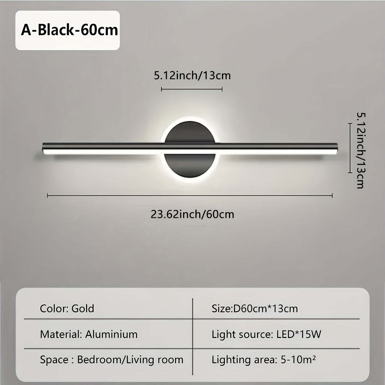 Luxe LED Mirror Wall Light | Minimalist Black & Gold Wall Lamp | Meowbutter