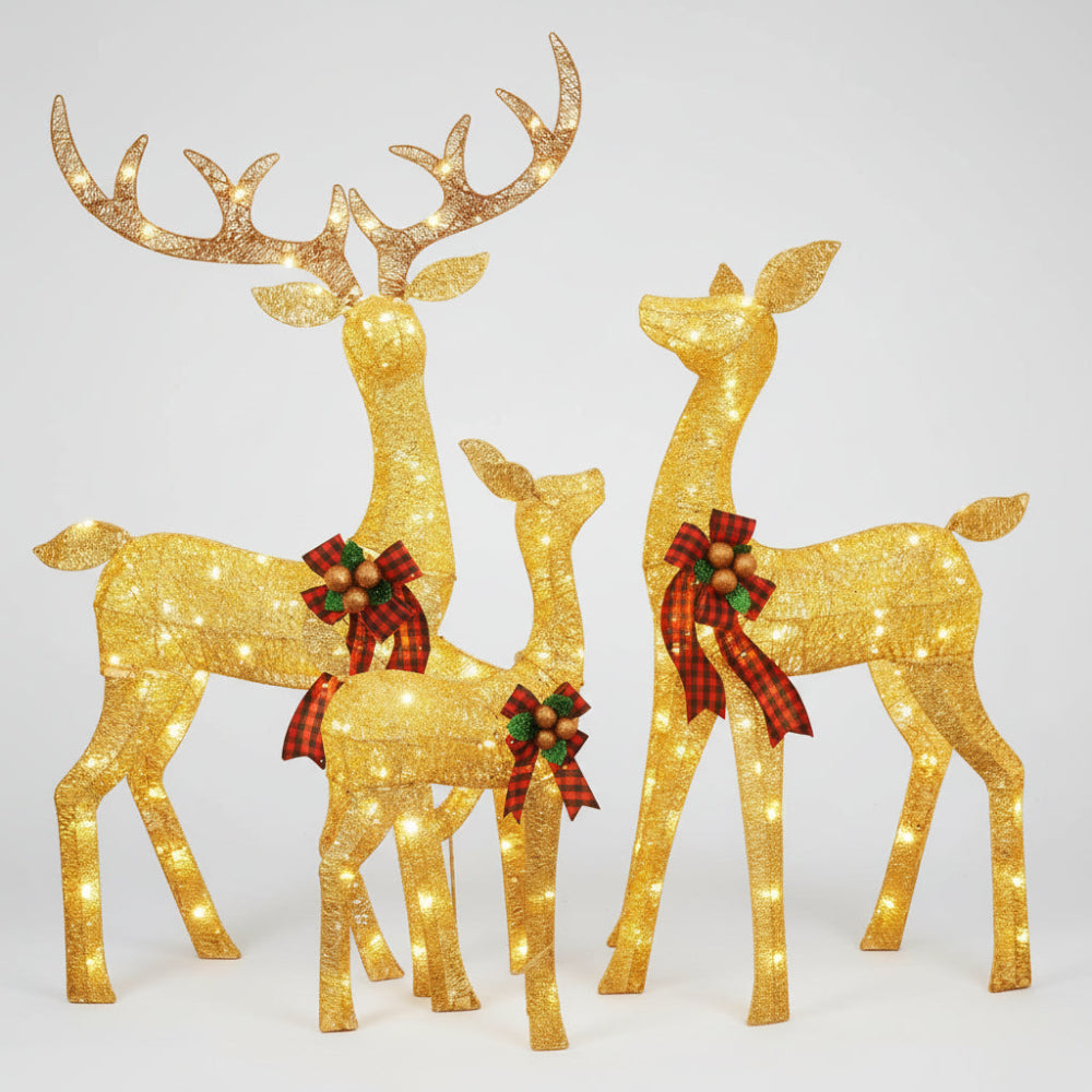 LED Reindeer Garden Figure Set — 3-Pack Outdoor Christmas Lights