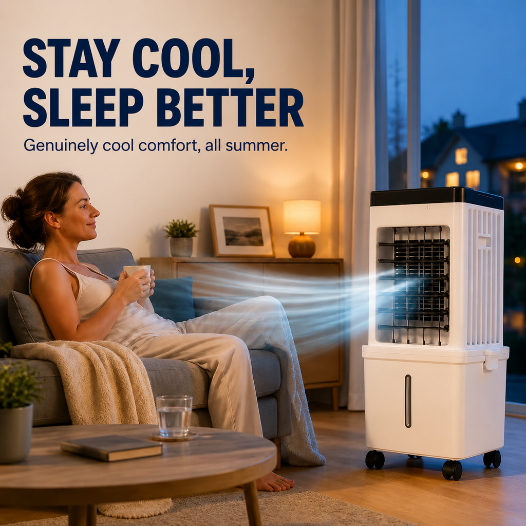 Bærbar vinduesfri aircondition - 3-i-1 køling og befugtning - hjul med støtter - 565×260 mm | meowbutter