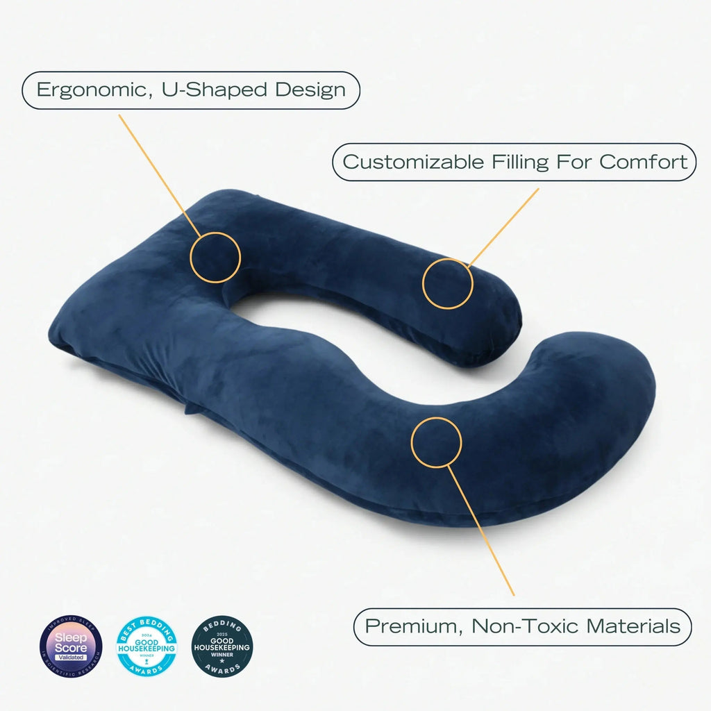 Full Body Support Pillow - Pregnancy & Nursing Comfort - Soft Contoured Design | meowbutter