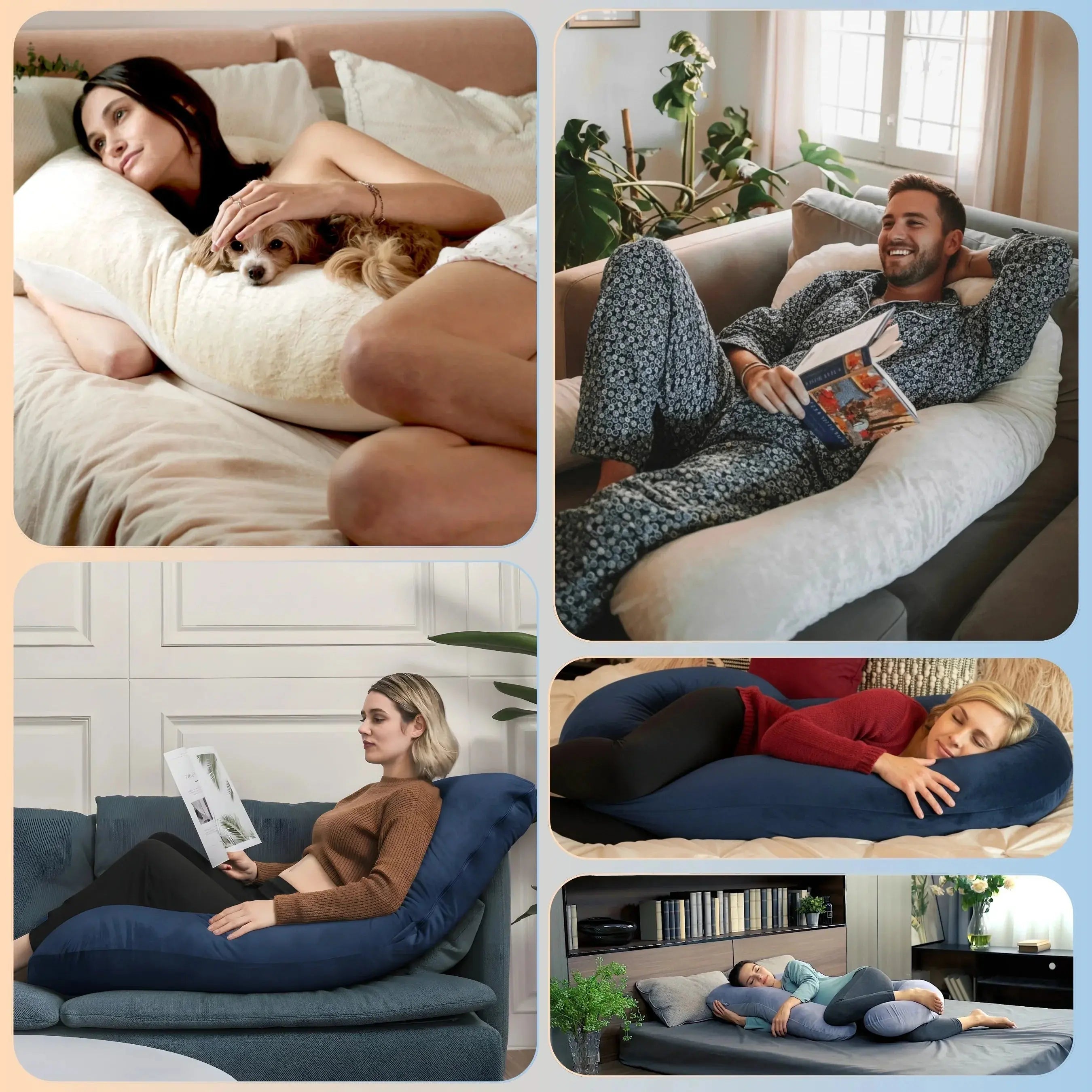 Full Body Support Pillow - Pregnancy & Nursing Comfort - Soft Contoured Design | meowbutter