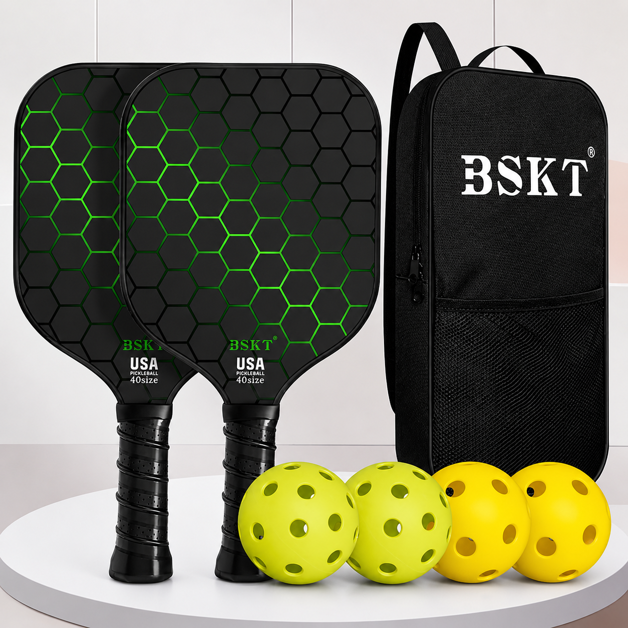 Pickleball-sæt med ketcher i glasfiber, letvægtsketchere og bolde | Meowbutter