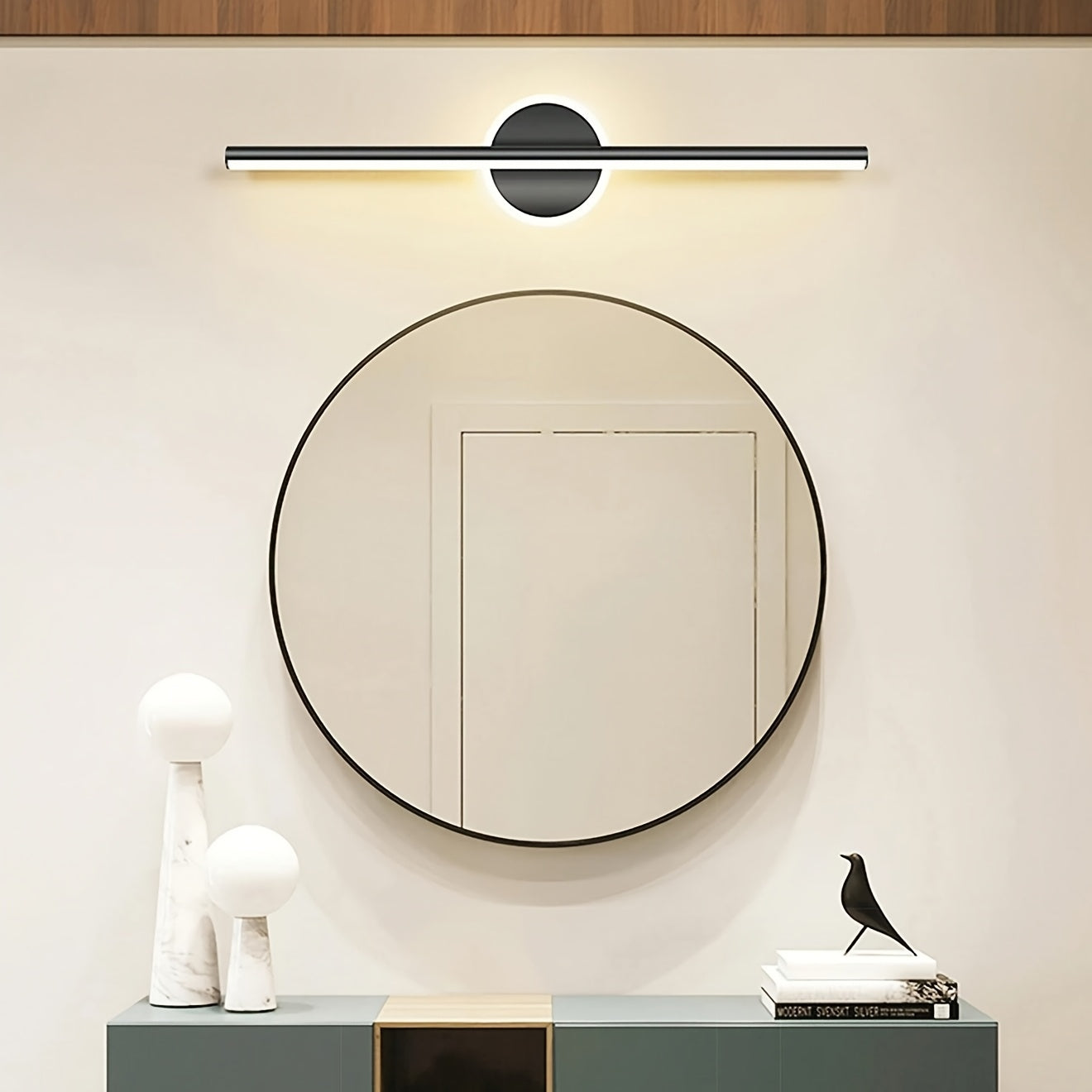 Luxe LED Mirror Wall Light | Minimalist Black & Gold Wall Lamp | Meowbutter