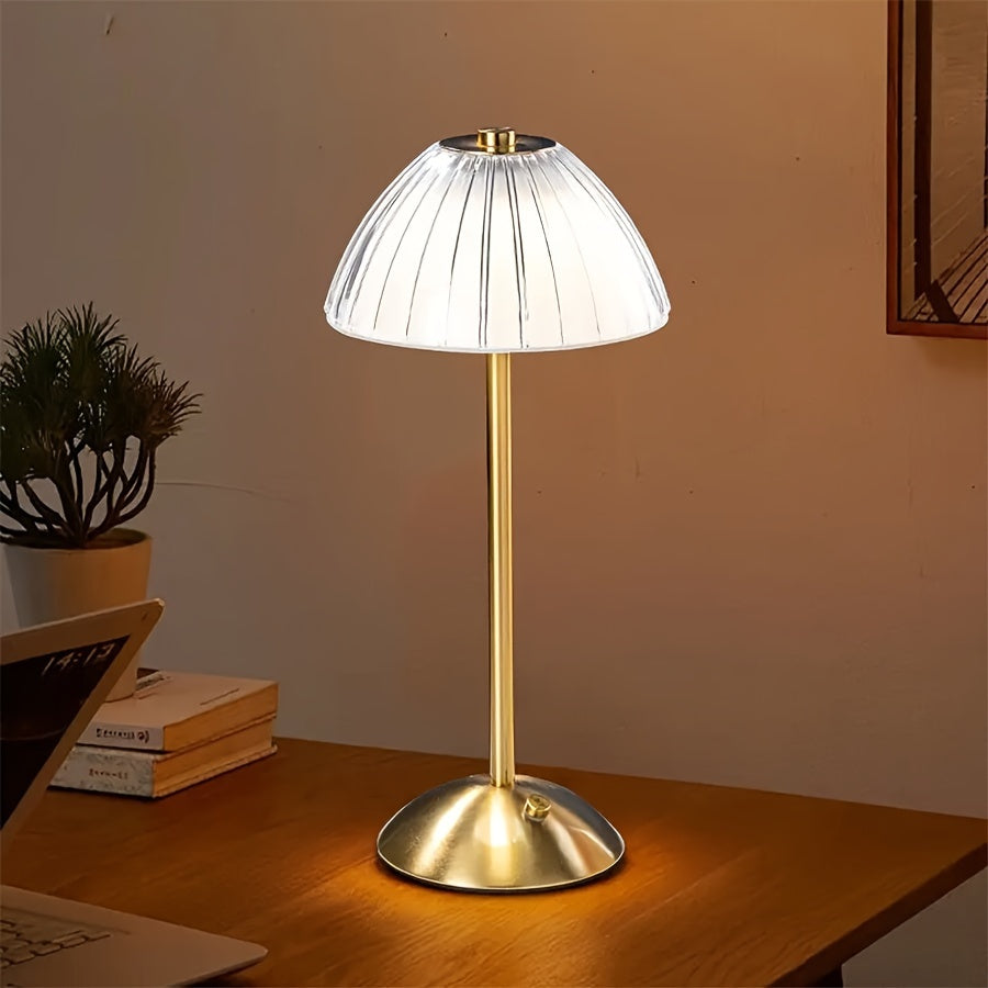 Stolní lampa Golden Touch s nabíjením přes USB — křišťálové stínidlo aktivované dotykem