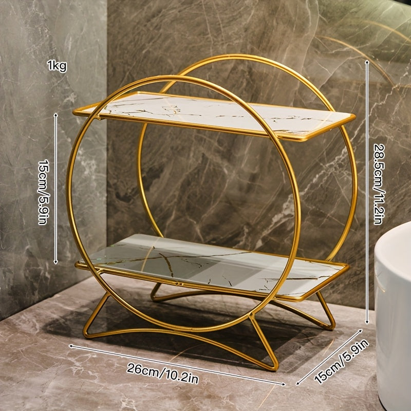 Organizer da bagno a due livelli con base a forma di orecchie di gatto | Elegante scaffale in metallo per cosmetici e prodotti per la cura della pelle | Meowbutter