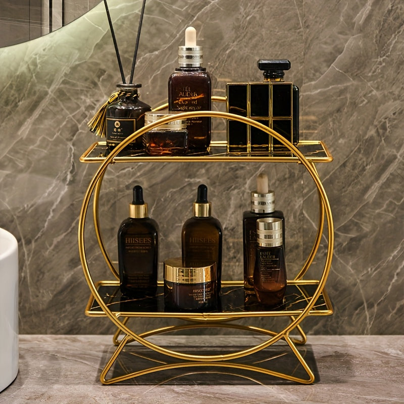 Organizer da bagno a due livelli con base a forma di orecchie di gatto | Elegante scaffale in metallo per cosmetici e prodotti per la cura della pelle | Meowbutter