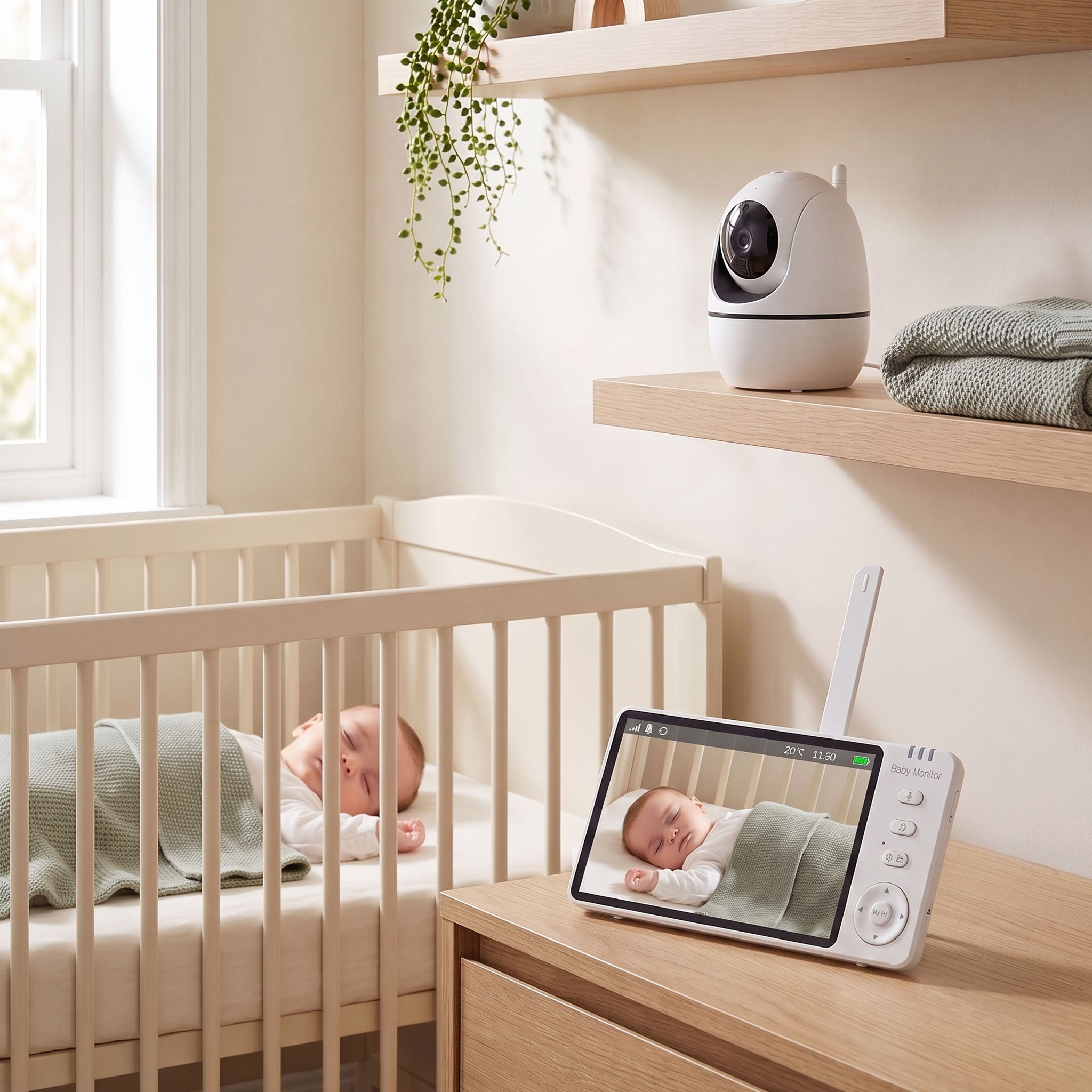 Dětská chůvička - HD kamera s otočením o 360 stupňů a nakláněním - vzdálené sledování dětského pokoje | meowbutter