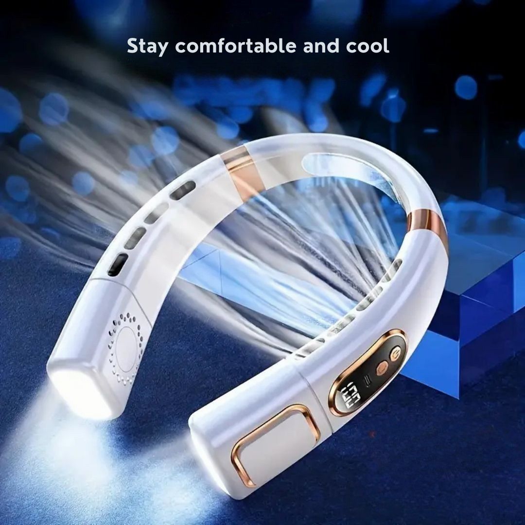 360-graders bladeless halsventilator — bærbart design, justerbare hastigheder