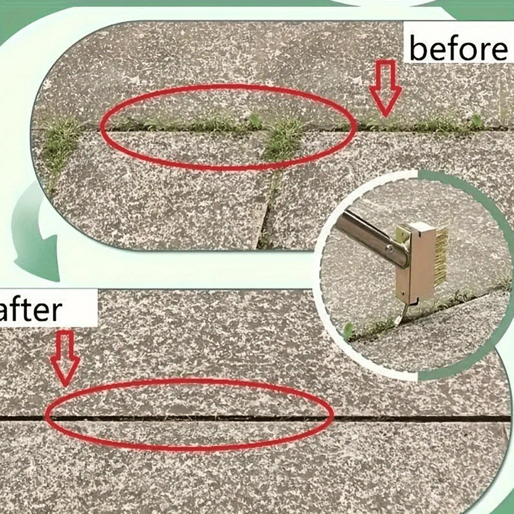 Ręczne narzędzie do usuwania chwastów z wąskich szczelin z długą rączką i drucianą skrobaczką | meowbutter