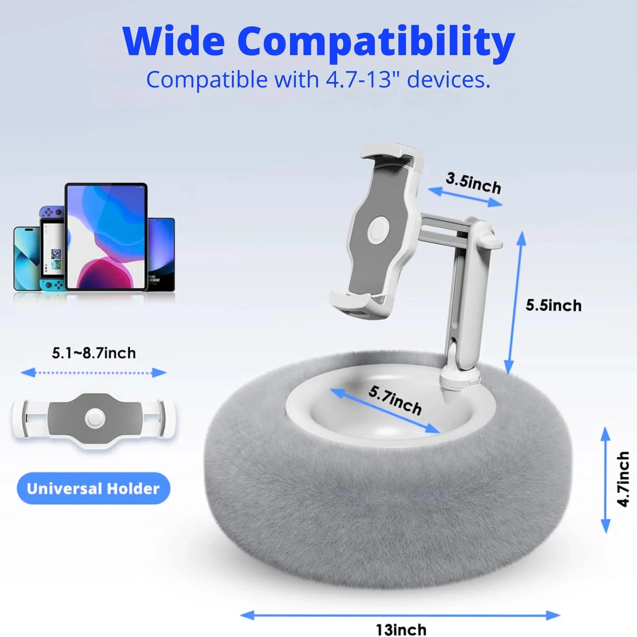 Supporto per Cuscino Morbido per Dispositivi - Angolo di Visualizzazione Regolabile - Supporto Morbido per Tablet e Telefono | meowbutter