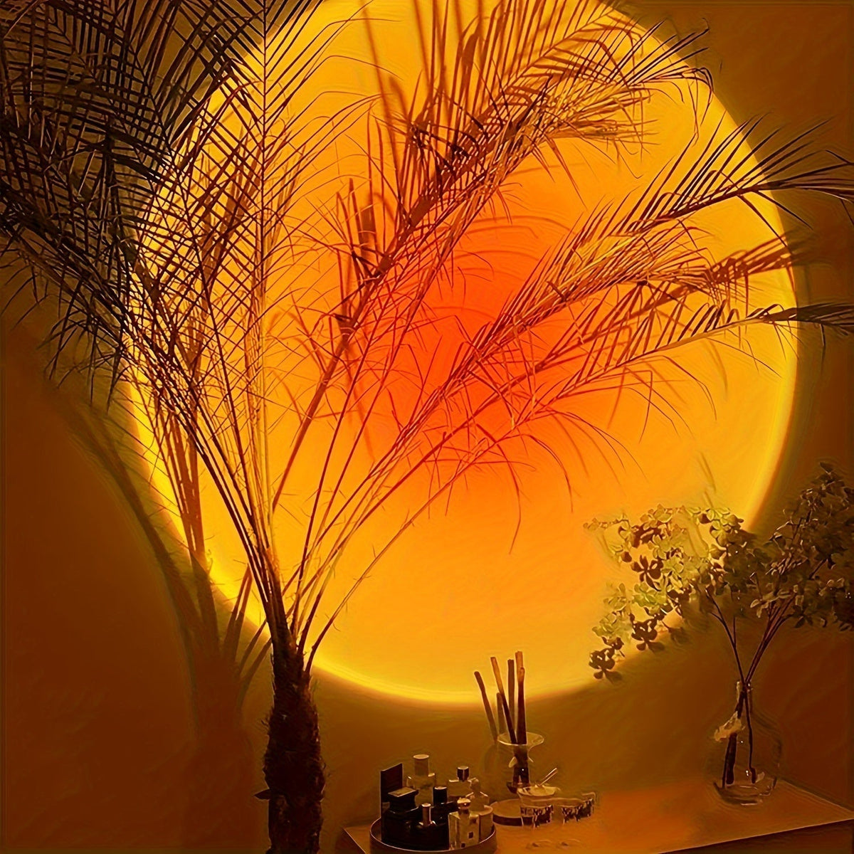 Compact LED Sunset Projector — USB Powered Twilight Wall Light | Amber and Rose Hues