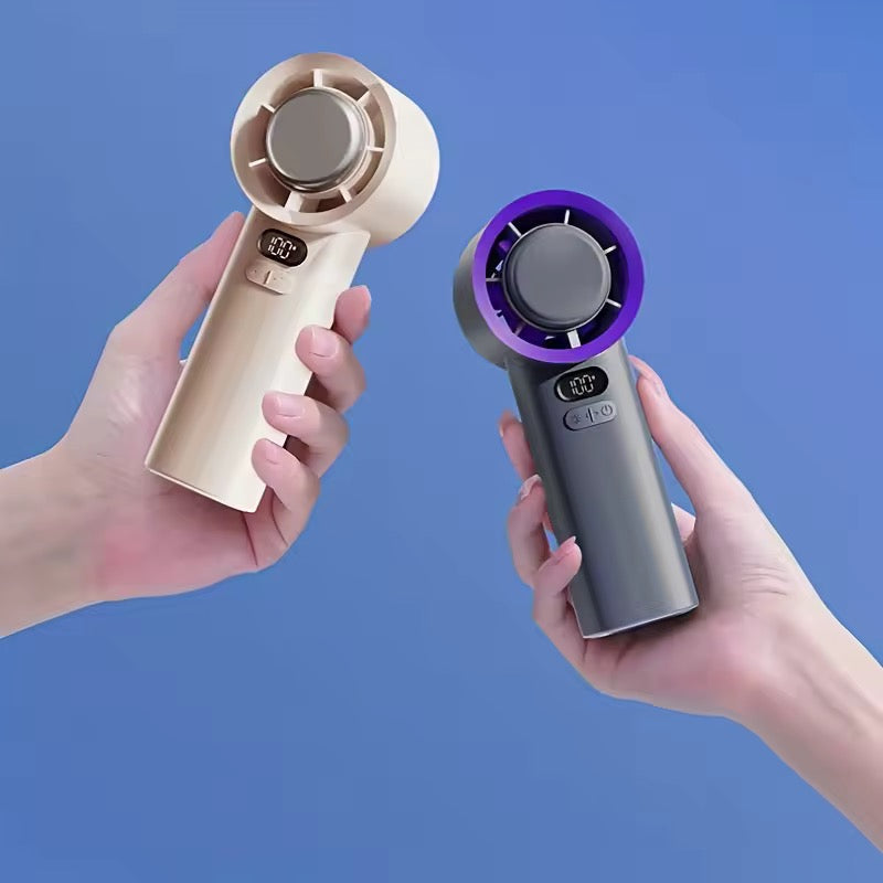 Přenosný ruční ventilátor - 3 rychlosti - USB dobíjecí - 2400mAh a 3600mAh - fialová a bílá | meowbutter