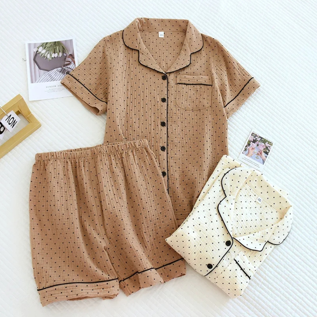 The Muslin Dot Pajama Set In 100 Percent Muslin Cotton