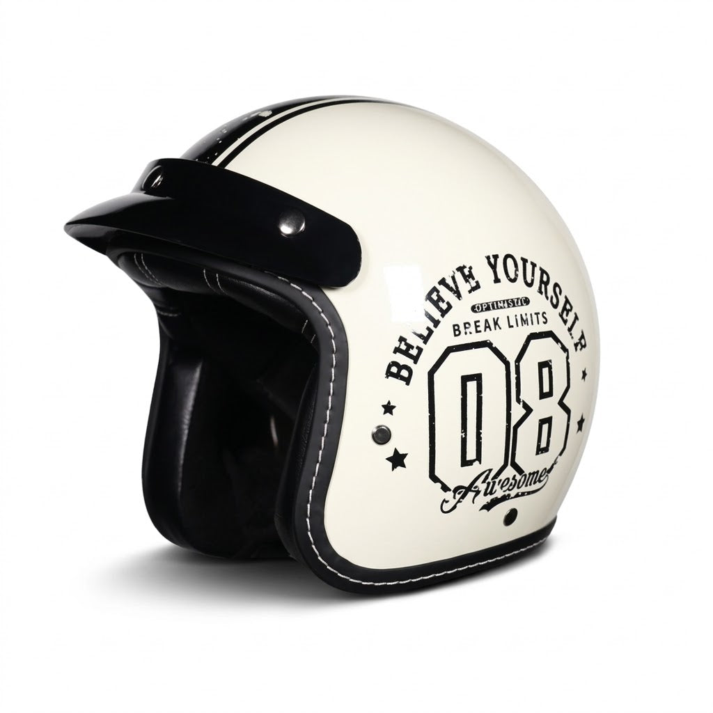 Vintage Open Face Motorcycle Helmet – All-Season Comfort & Protection - Meowbutter