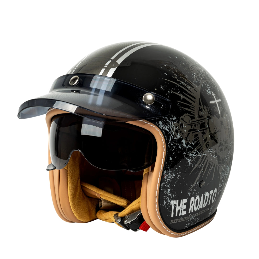 The Street King - Vintage Open Face Helmet - DOT & ECE Approved - Meowbutter