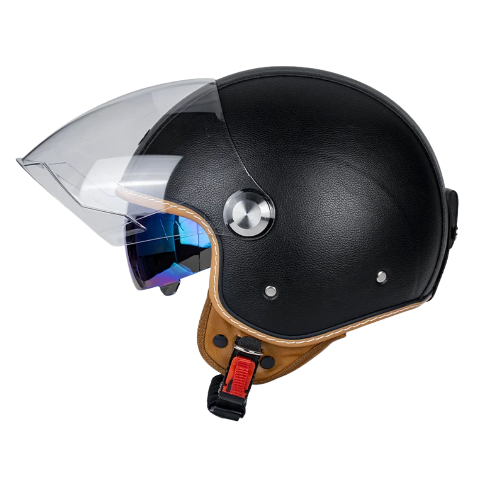 Casco Retro Jet 3/4 – Cara Abierta con Doble Visera Aprobado DOT/ECE - Meowbutter