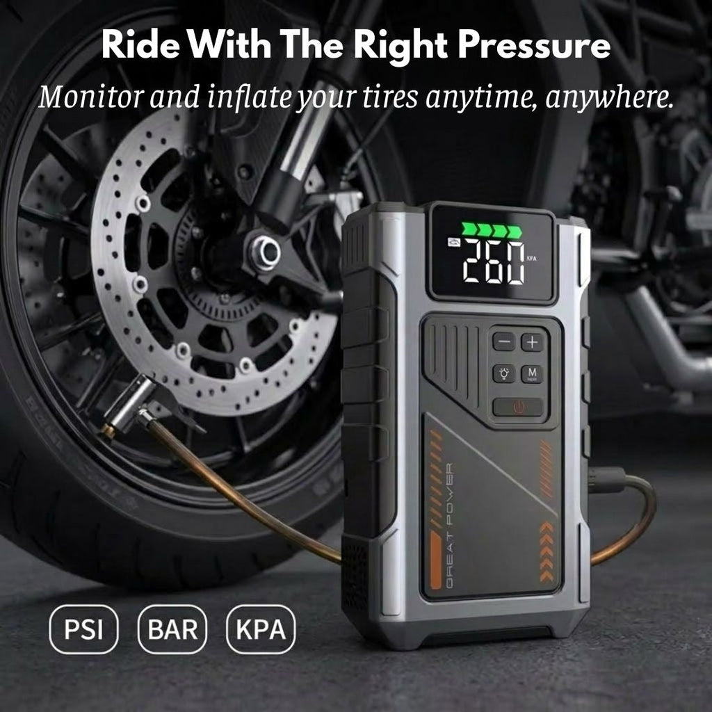 3000A Portable Jump Starter with Air Compressor – 12V Battery Booster & 150 PSI Tire Inflator | meowbutter