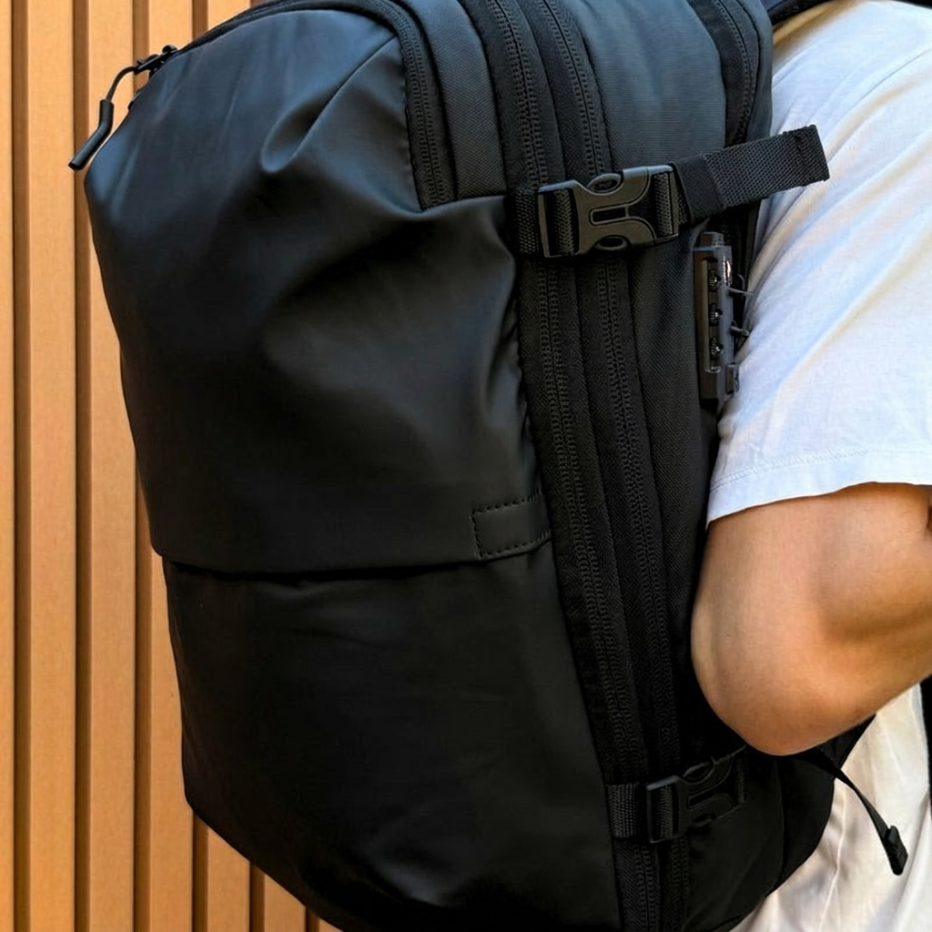 Carry-On Sized Expandable Compression Backpack With 180-Degree Opening And Shoe Compartment