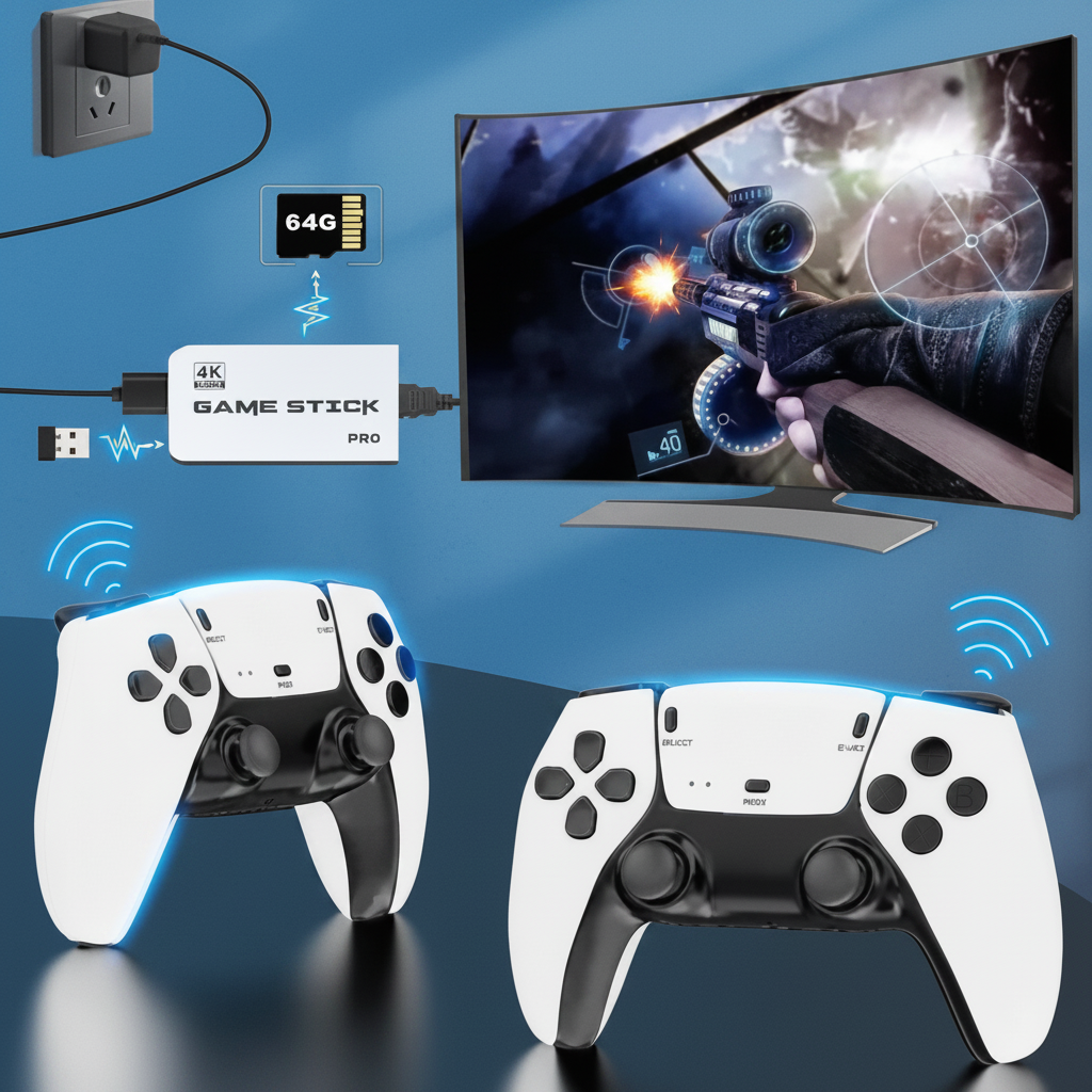 Console da gioco Stick 4K per giochi retrò con controller wireless | Meowbutter